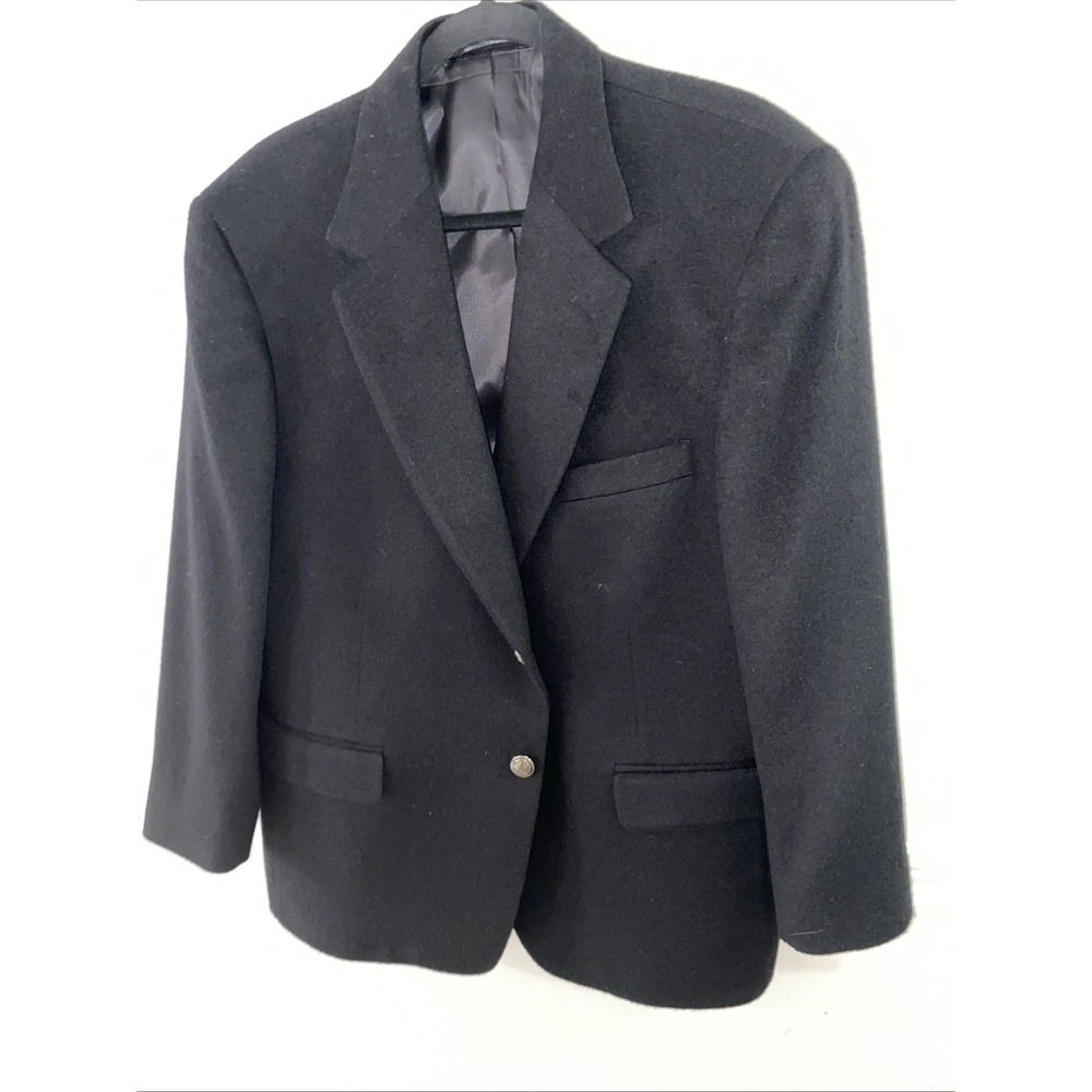 Evan Picone 100% Camel Hair Blazer Mens Black Jacket Sport Coat 42 S Vintage
